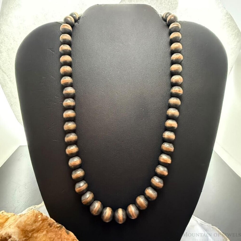 Copper Navajo Pearl Beads 10 mm Necklace Length 18"-20" For Women